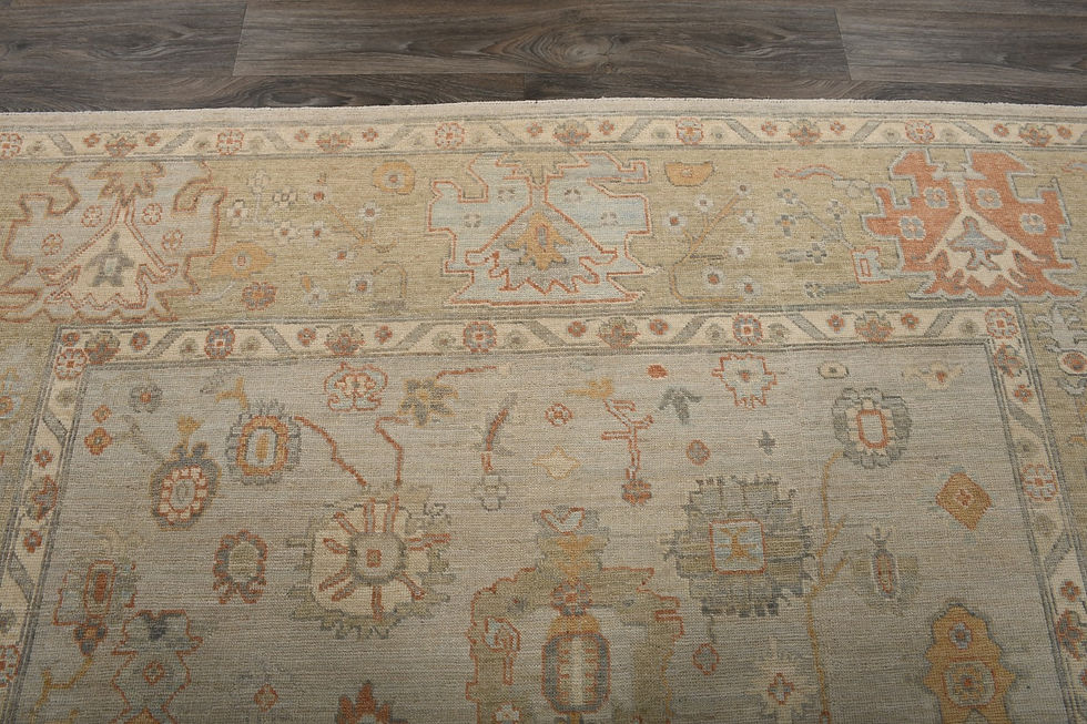 Thumbnail: 8x10 Beige Turkish Oushak Wool Rug