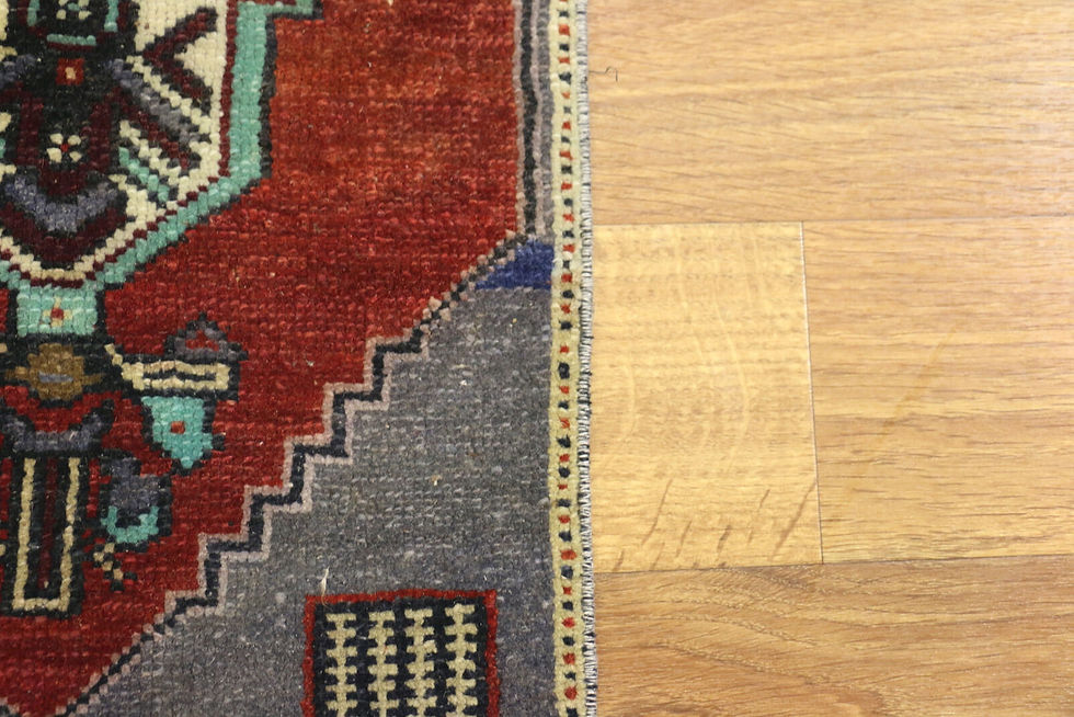 Thumbnail: Pleasing Blue Semi-Antique 1x3 Sivas Turkish Oriental Area Rug