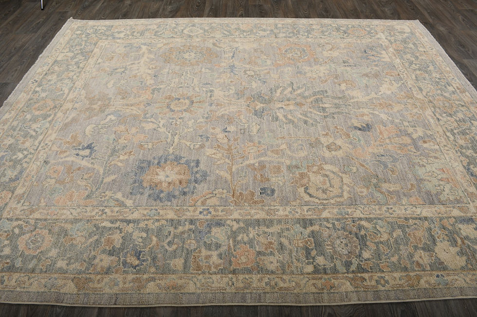 Thumbnail: 8x10 Beige Turkish Oushak Wool Rug