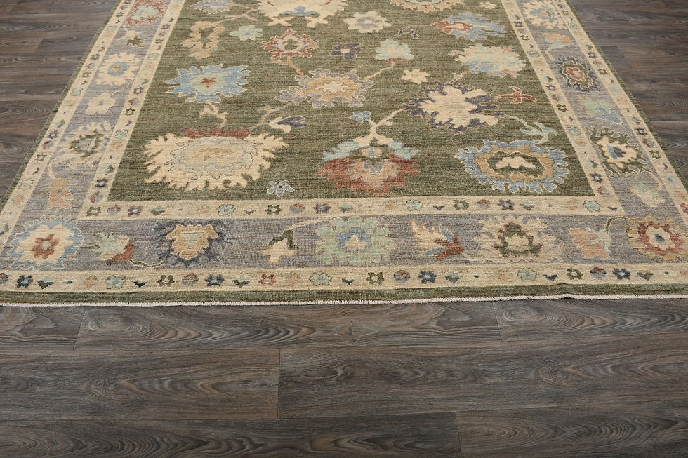 Thumbnail: 8x10 Green Turkish Wool Rug