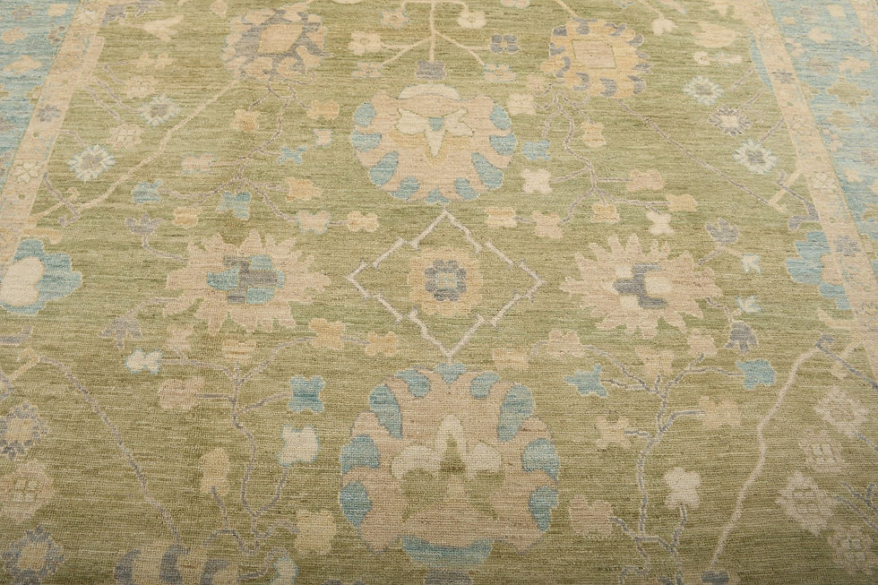 Thumbnail: 9x12 Beige Turkish Oushak Wool Rug