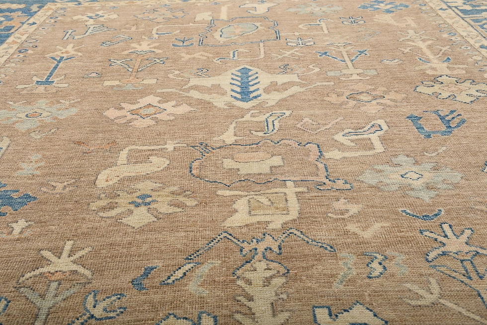Thumbnail: 8x10 Beige Turkish Oushak Wool Rug