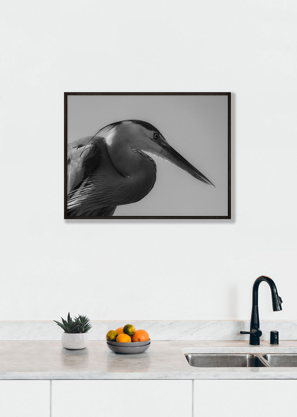 Thumbnail: Black and White Heron Print