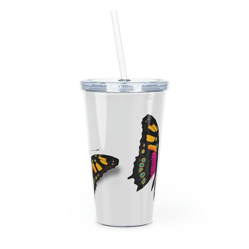 Thumbnail: "My Heart Leaks Ink" Book Cover + Butterfly Plastic Tumbler with Straw