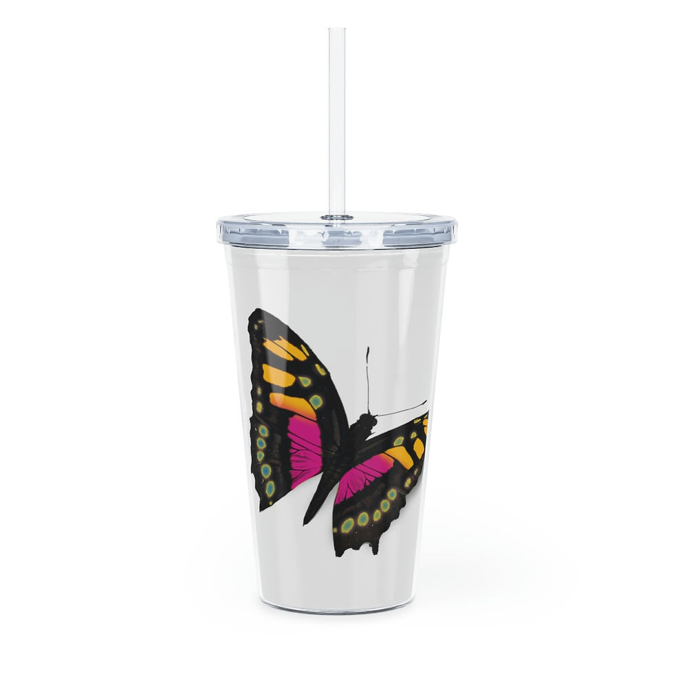 Thumbnail: "My Heart Leaks Ink" Book Cover + Butterfly Plastic Tumbler with Straw