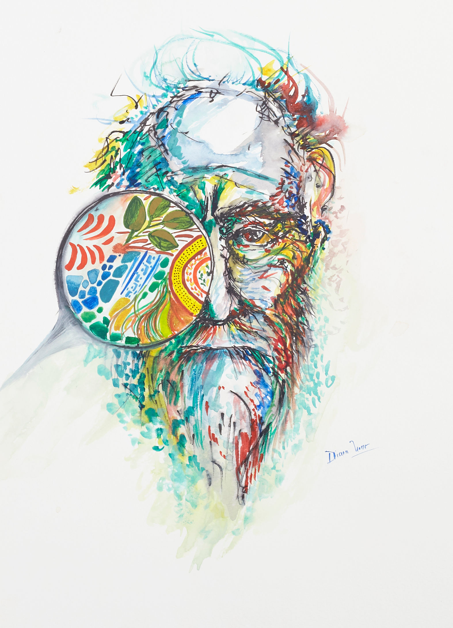 Portrait - "Mind portal", 30cm X 40cm, Watercolours