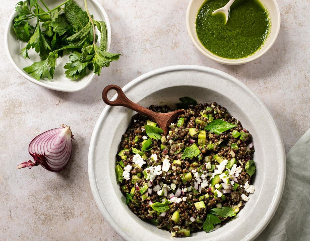 BLACK LENTIL SALAD WITH FETA
