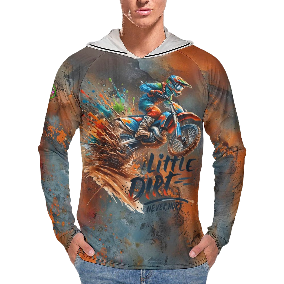 A little dirt hooded shirt front view