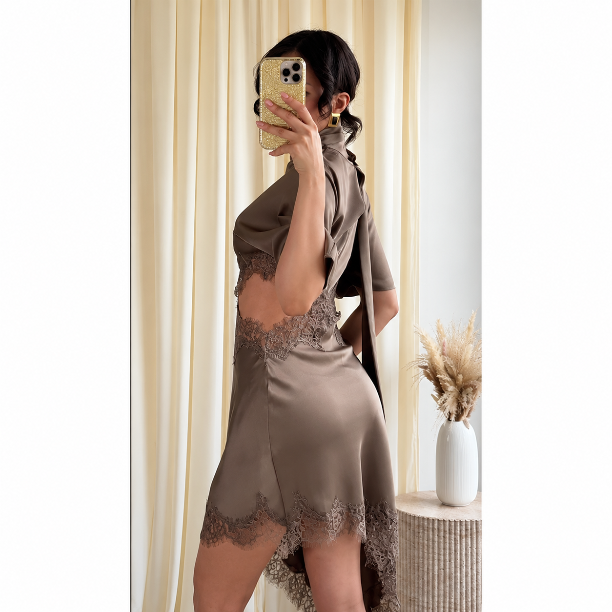 Scarf-Collar Mini Dress
