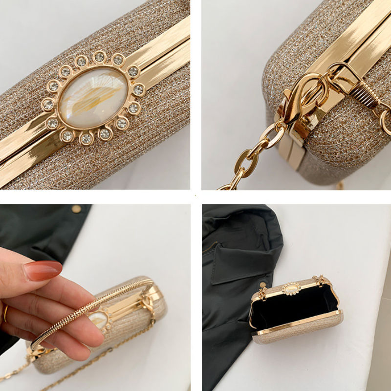 Thumbnail: Sparkle Woven Box Clutch Bag