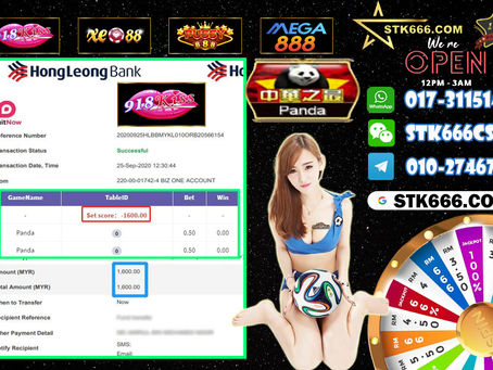 ⭐️ STK666 Cuci Rekod ⭐️📆📆 Tarikh : 25/9/2020💳 Cuci : 1600👾 Kelab : 918K!SS🎮 Game : PAND