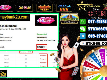 ⭐ STK666 Cuci Rekod ⭐📆📆 Tarikh : 18/9/2020💳 Cuci : 600👾 Kelab : 918K!SS🎮 Game : IRISHLUCK