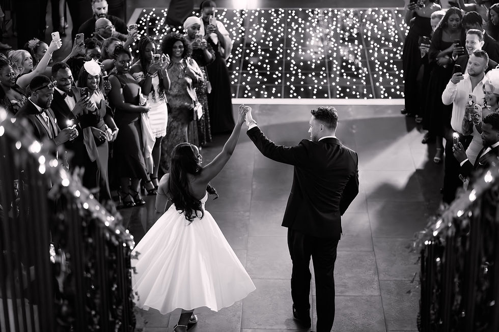 Announcing the Couple Reception Entrance, Summer Wedding at Botleys Mansion, Chertsey, Eas
