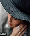 live model pic - woman in big hat - aqua