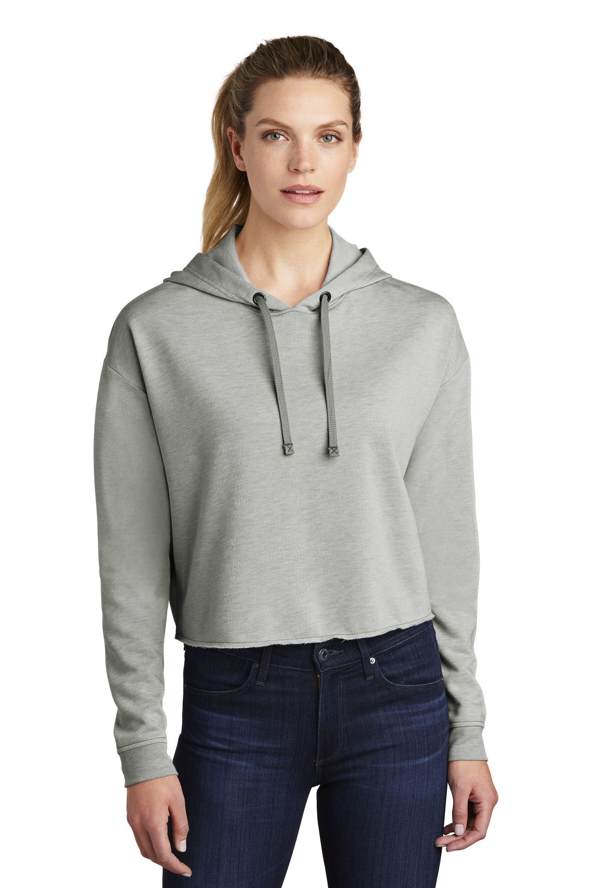 Sport-Tek ® Ladies PosiCharge ® Tri-Blend Wicking Fleece Crop Hooded Pul