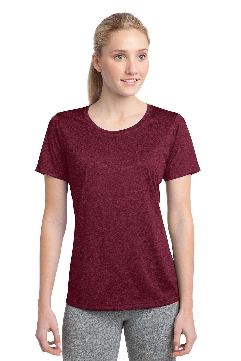 Womens Scoop Neck Tee, Womens Short Sleeve Tee, Womens Red Heather Tees, Womens Tees, Snag Resistant Tee, Tagless, AAVANTE