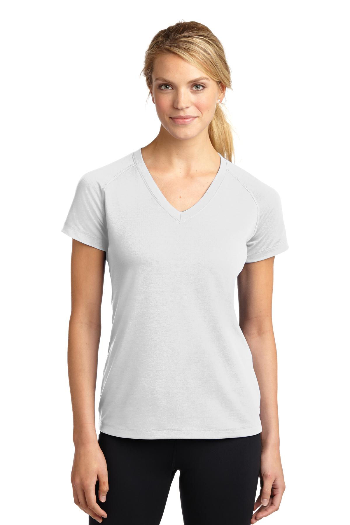 Womens V-Neck T-Shirts, Womens Short Sleeves, Womens T-Shirts, Polyester Tees, Moisture Wicking, Clothing, White | AAVANTE