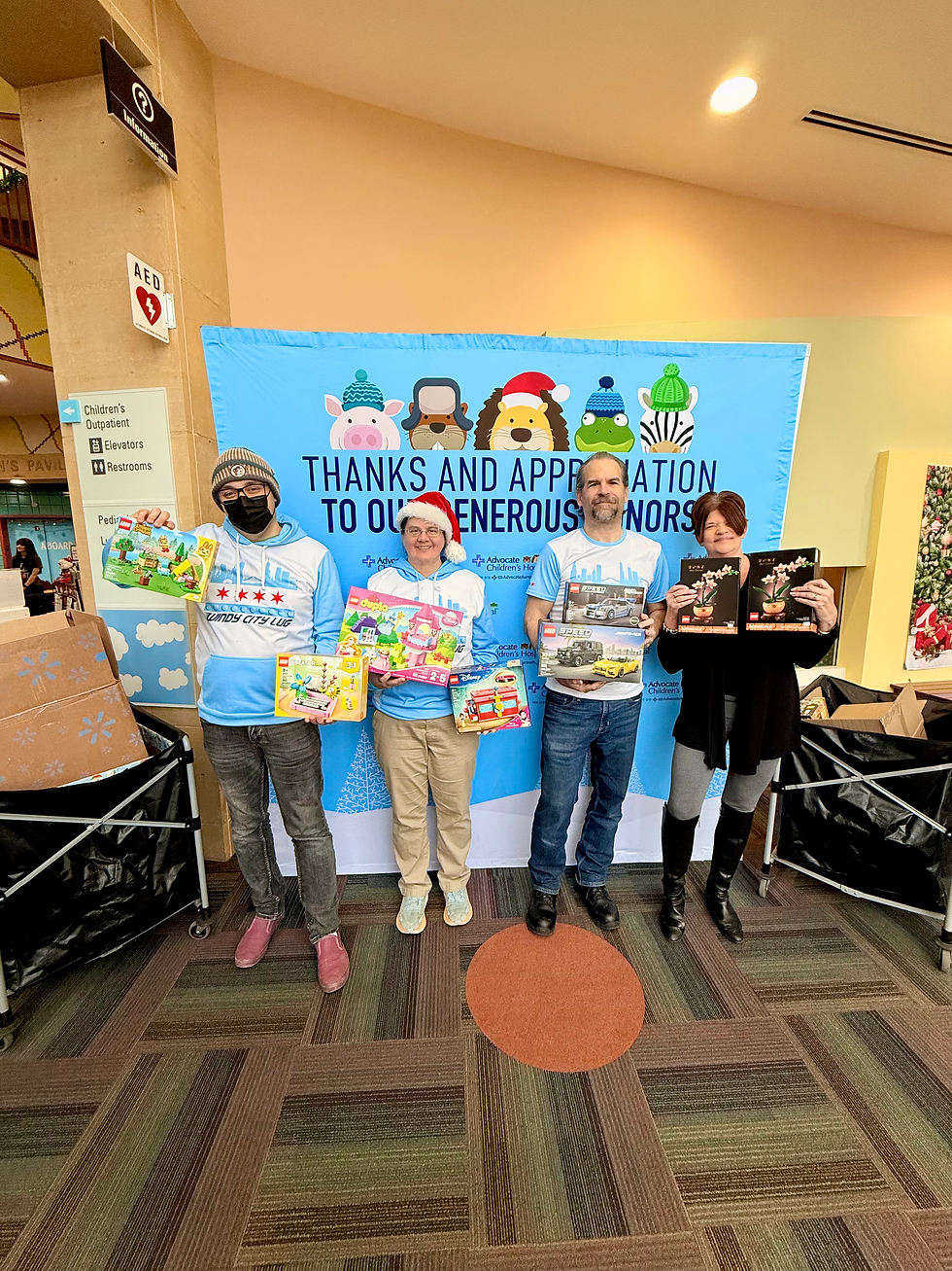 WCL members at Advocate Children's Hospital in Park Ridge, IL, delivering the LEGO toys.