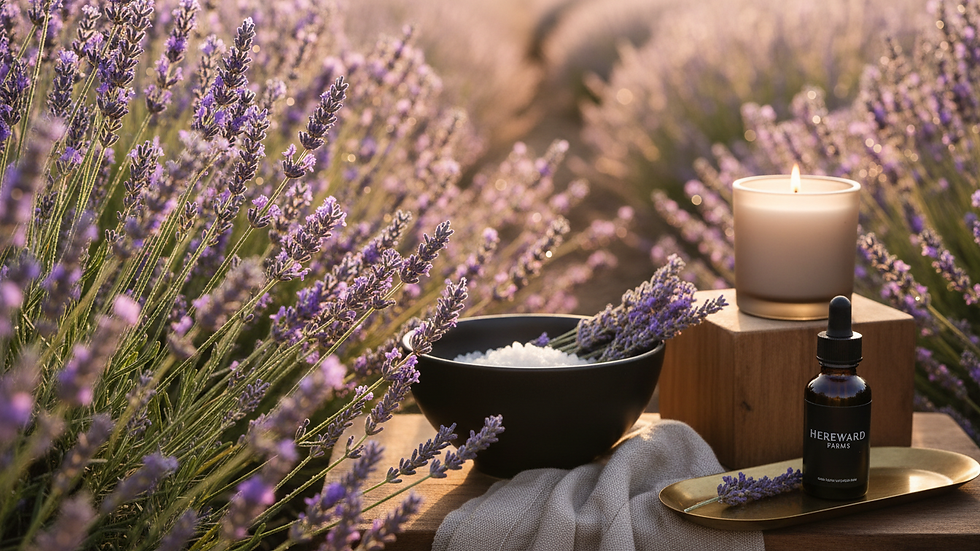 Close-up view of blooming lavender flowers in a sunlit field