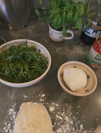 Pizza in the making.