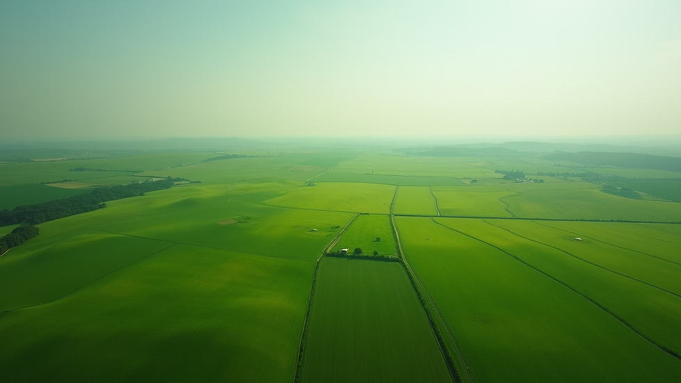 High angle view of an expansive green landscape