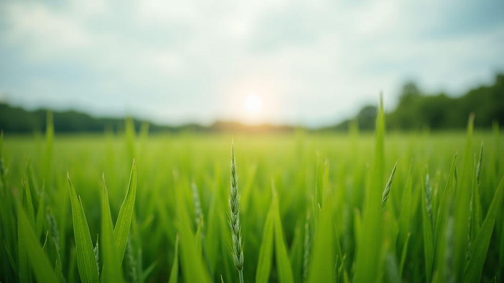 Eye-level view of a green open field ready for development