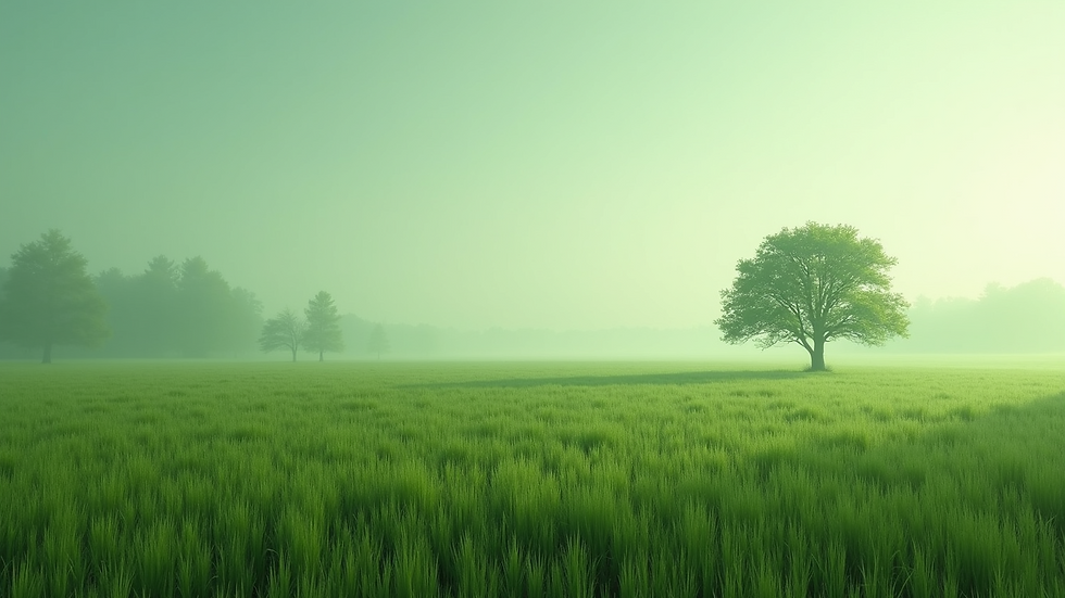 Wide angle view of green and minimal landscape