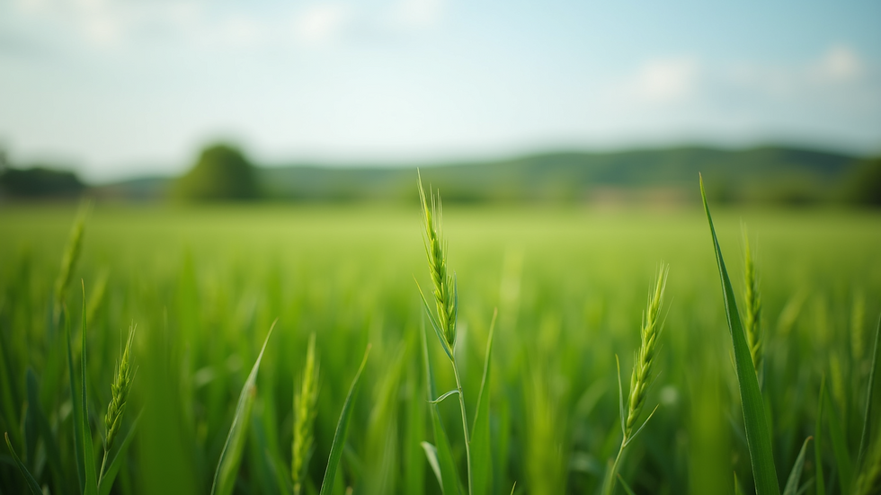 Eye-level view of a green open field ready for development