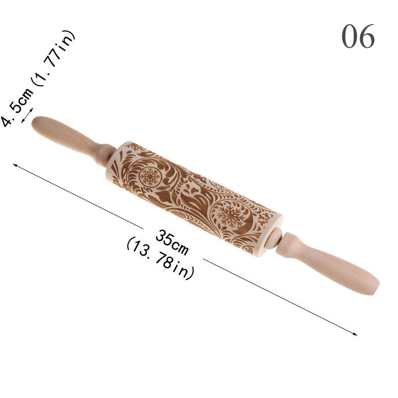 Thumbnail: Patterned Rolling Pin- Wooden 