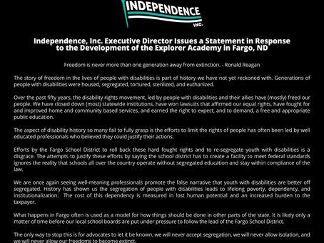 Executive Director Issues a Statement in Response to the Development of the Explorer Academy