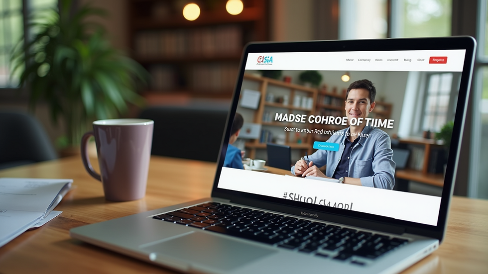 Eye-level view of a modern school website homepage on a laptop