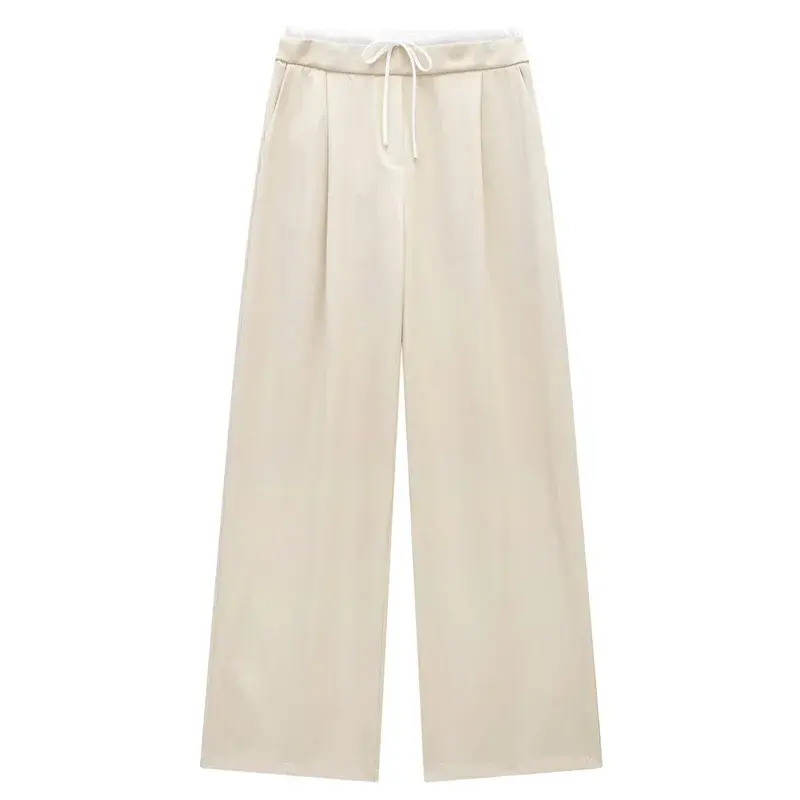 HXAO 2024 Women's Pants Baggy Wide Pants Woman Fashion Black Trousers Casual Hig