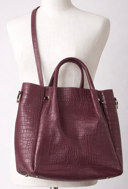 Mauve Crocodile Embossed Bags
