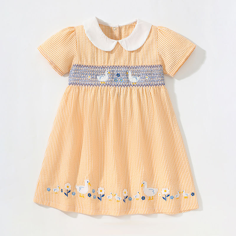 Little maven Summer Cute Baby Girls Clothes Animal Duck Embroidery Kids Girl Par
