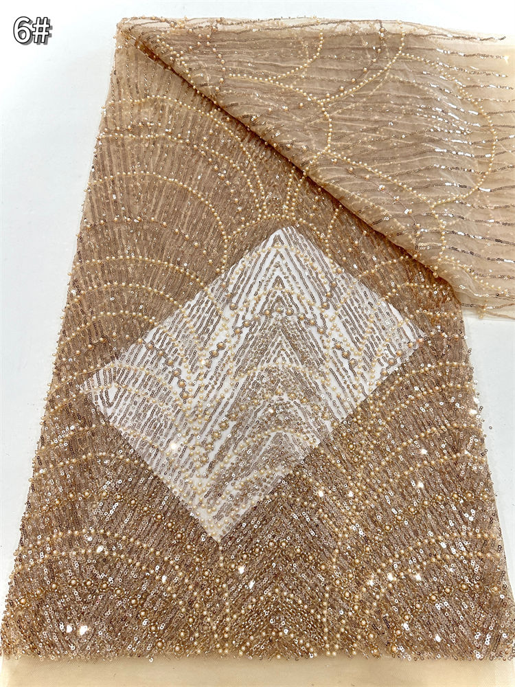 Nigeria Tulle Lace African Lace Fabric with Beads Sequins 2025 High Quality Nige
