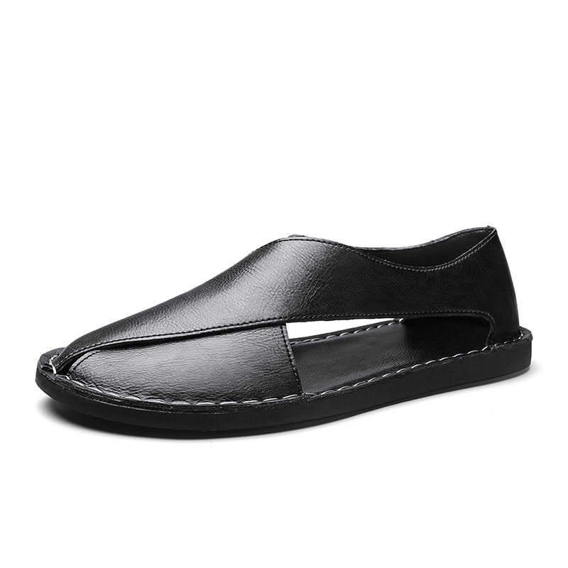 Sandals Men Summer Genuine Leather Mens Shoes Youth Beach Shoes Lightweight Brea
