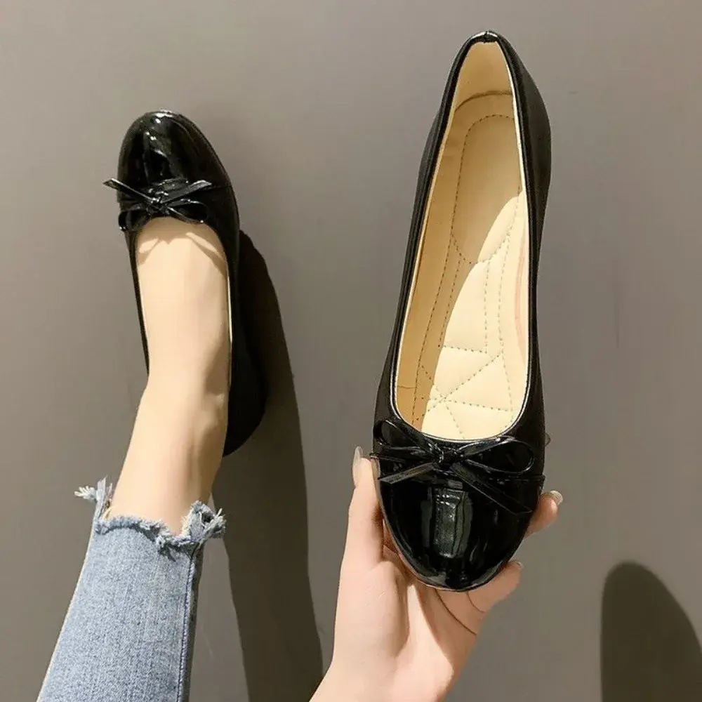 Ballerina Mother's Shoes Women's Flat Shoes Comfort Non-slip Ladies Loafers Leat