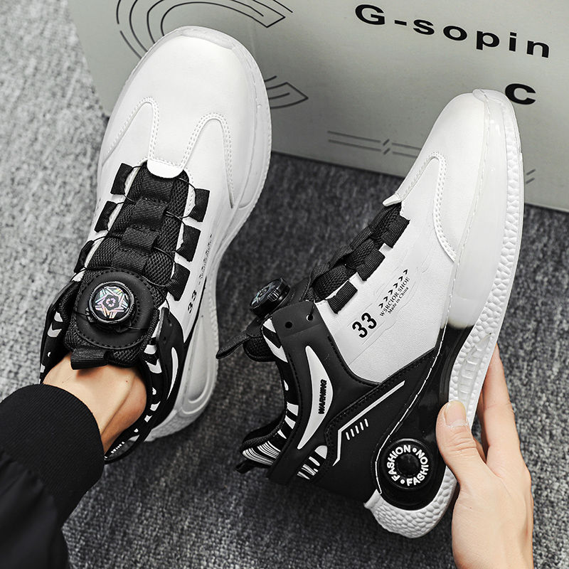 Mens Sneakers with Rotating Buckle Comfy Non Slip Lace up Durable Shoes for Mens