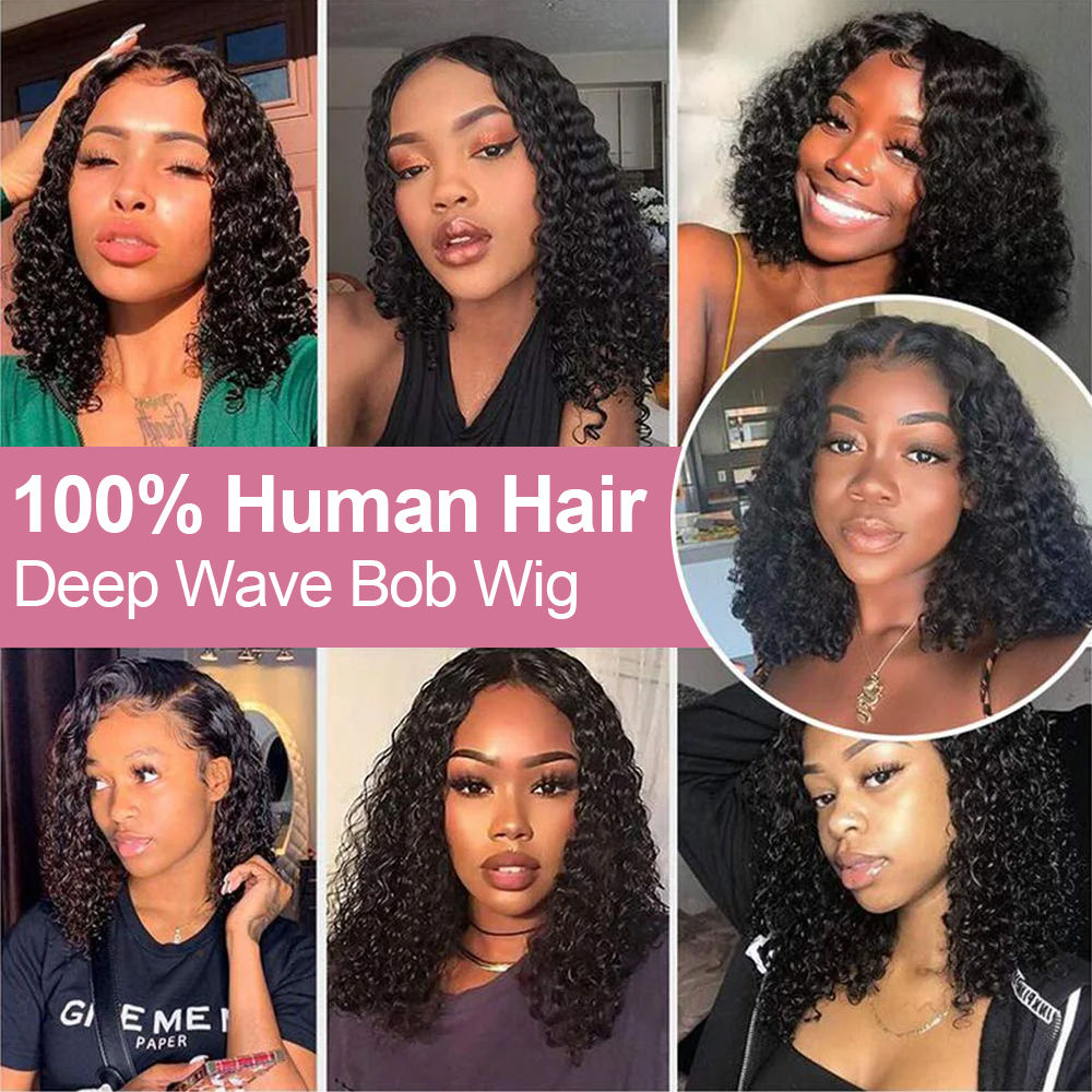 Short Water Curly Bob Wig Human Hair 100% 7x5 13x4 Ready To Wear And Go Glueless