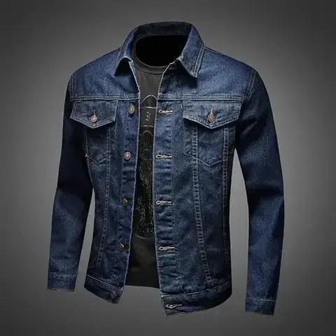 Jeans Coat for Men Blue Autumn Slim Fit Denim Jackets Man Cheap Price Stylish De