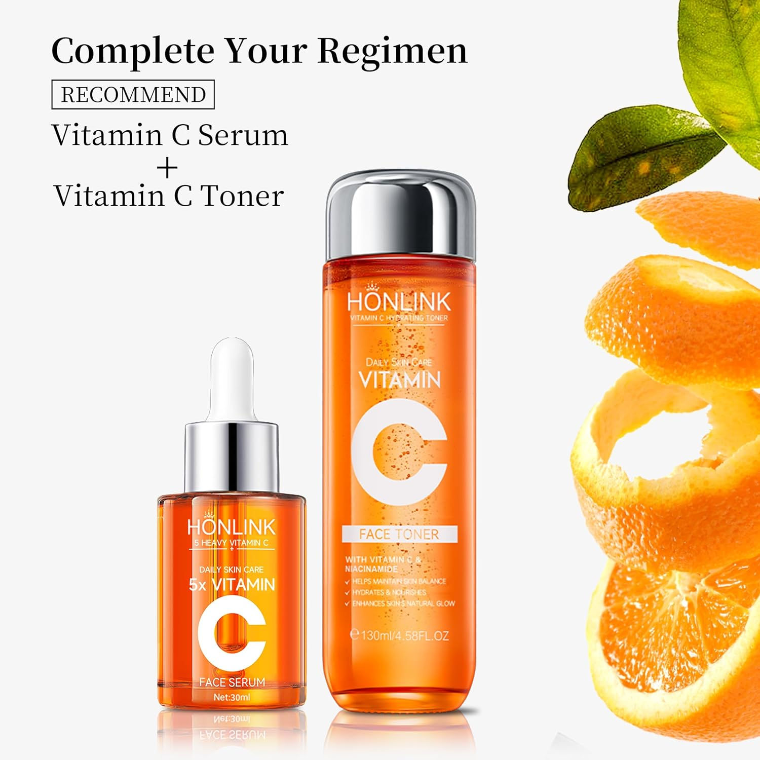 Vitamin C Skincare Travel Skincare Toner+ Serum+Face Cream Moisturizing Brighten