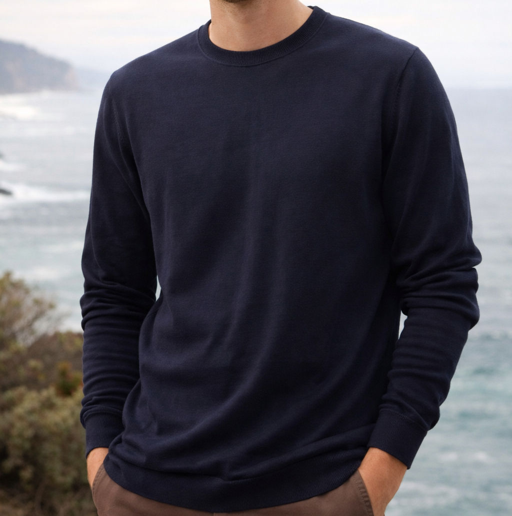 Tom Blaine Men's Cashmere Sweater Feel Slim Fit Crew Neck Sweater