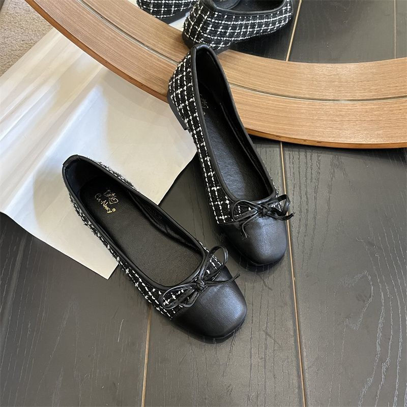 Women's Shoes Autumn New Ballet Shoes Leather Round Head Women's Shoes Flat Casu