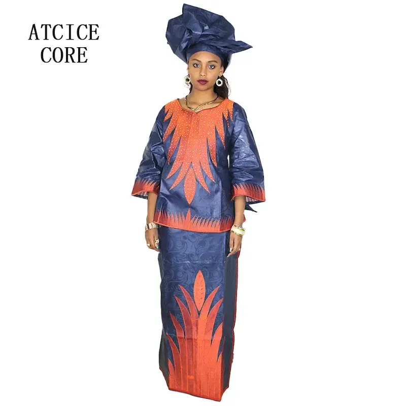 African Dresses For Women Church Dress Bazin Riche Embroidery Design Robe Top Sc