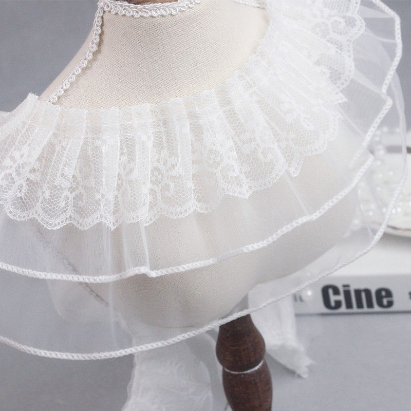 Hot Sale Three Layer Pleated Organza Embroidered Lace Fabric DIY Kids Puffs Lead