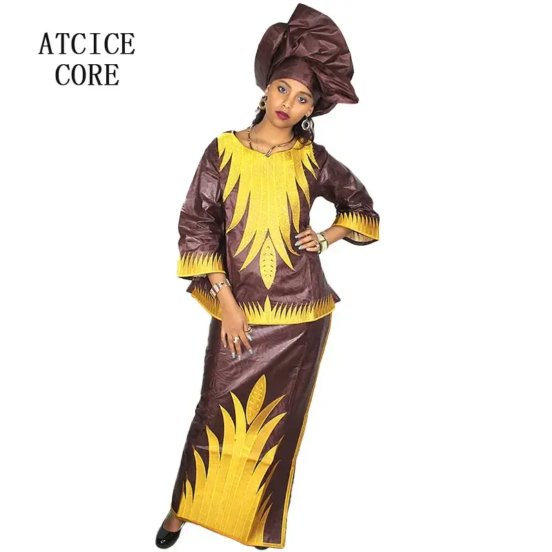 African Dresses For Women Church Dress Bazin Riche Embroidery Design Robe Top Sc