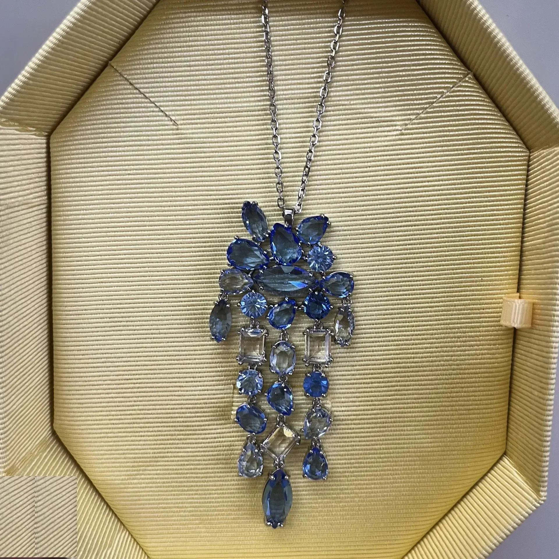 2025 Original High-End for Women Jewelry Set Luxury Blue Crystal Large Necklace 