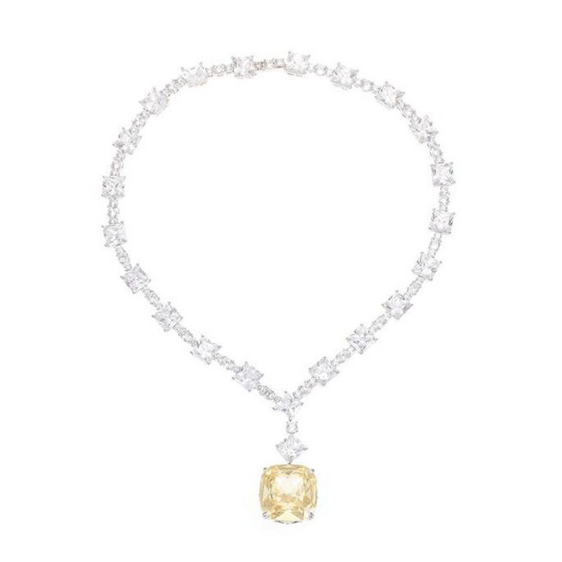 Europe America Fashion High-end Jewelry Women Lady Inlay White Yellow Square Zir