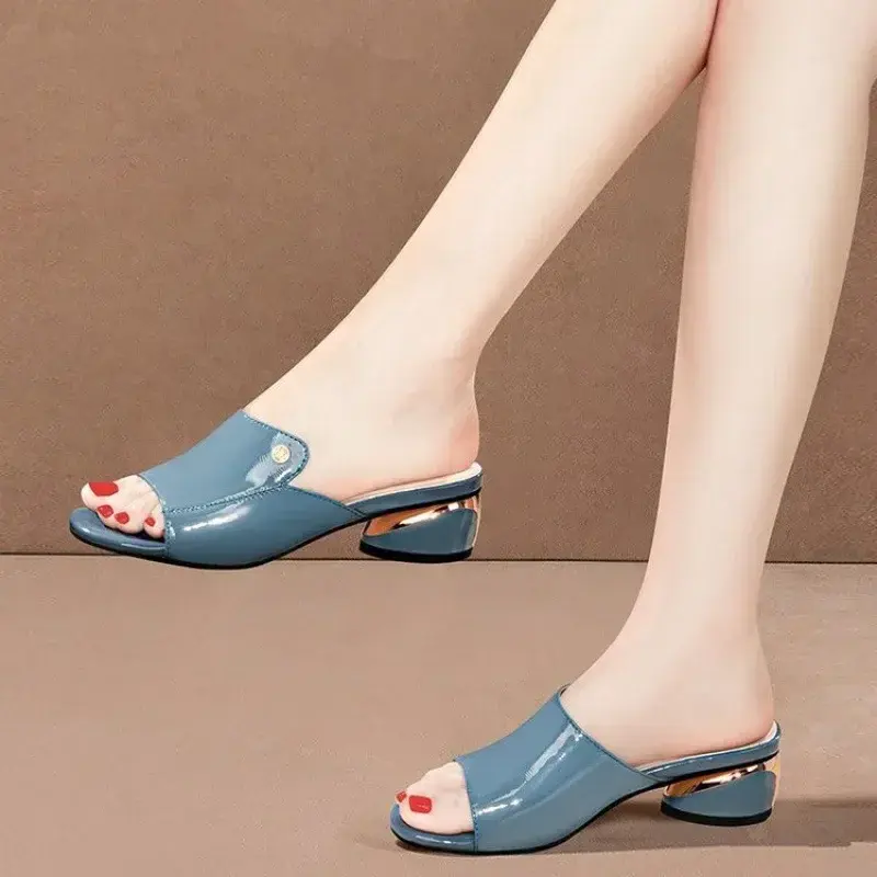 Women's Shoes Fashion Red Sexy Womens Slippers PU Soft Leather Ladies Comfortabl