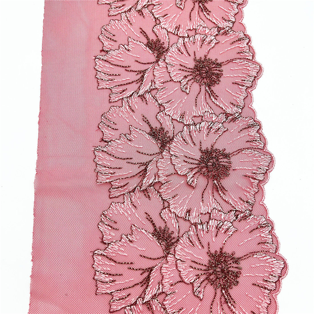3y/lot 18.50cm Red With Gold Shimmer Embroidery Lace Trim Clothing Accessories D